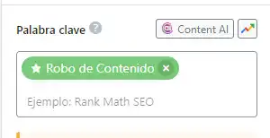 Pantalla que muestra dónde usar palabras clave en Rank Math