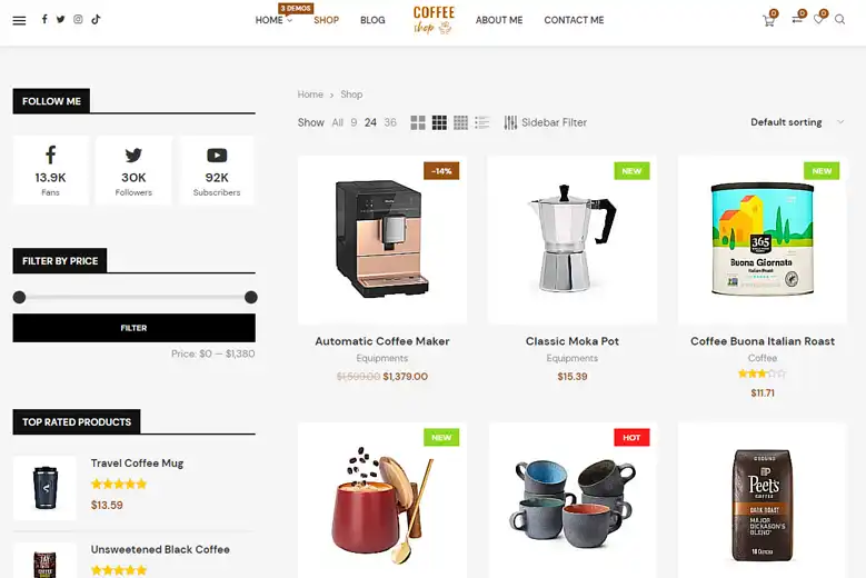 Tienda en línea con el tema Soledad para WordPress